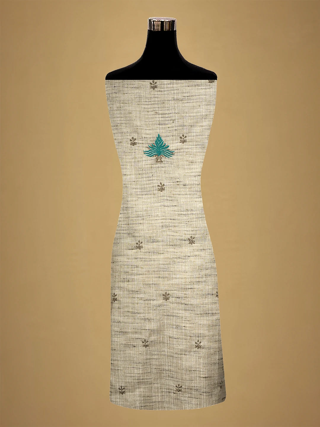 Ada Hand Embroidered Fawn Khadi Lucknowi Chikankari Unstitched Kurta Piece 01A349240