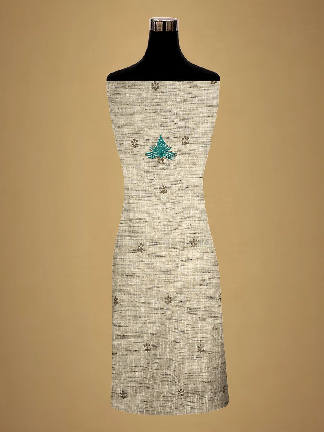 Ada Hand Embroidered Fawn Khadi Lucknowi Chikankari Unstitched Kurta Piece 01A349240