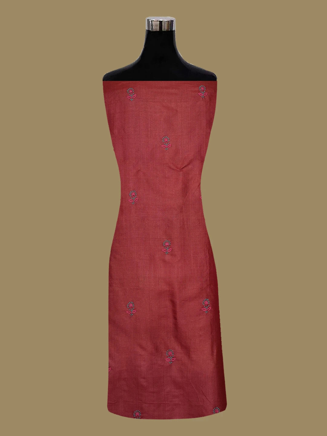 Ada Hand Embroidered Maroon Silk Lucknowi Chikankari Unstitched Suit Piece 01A650961