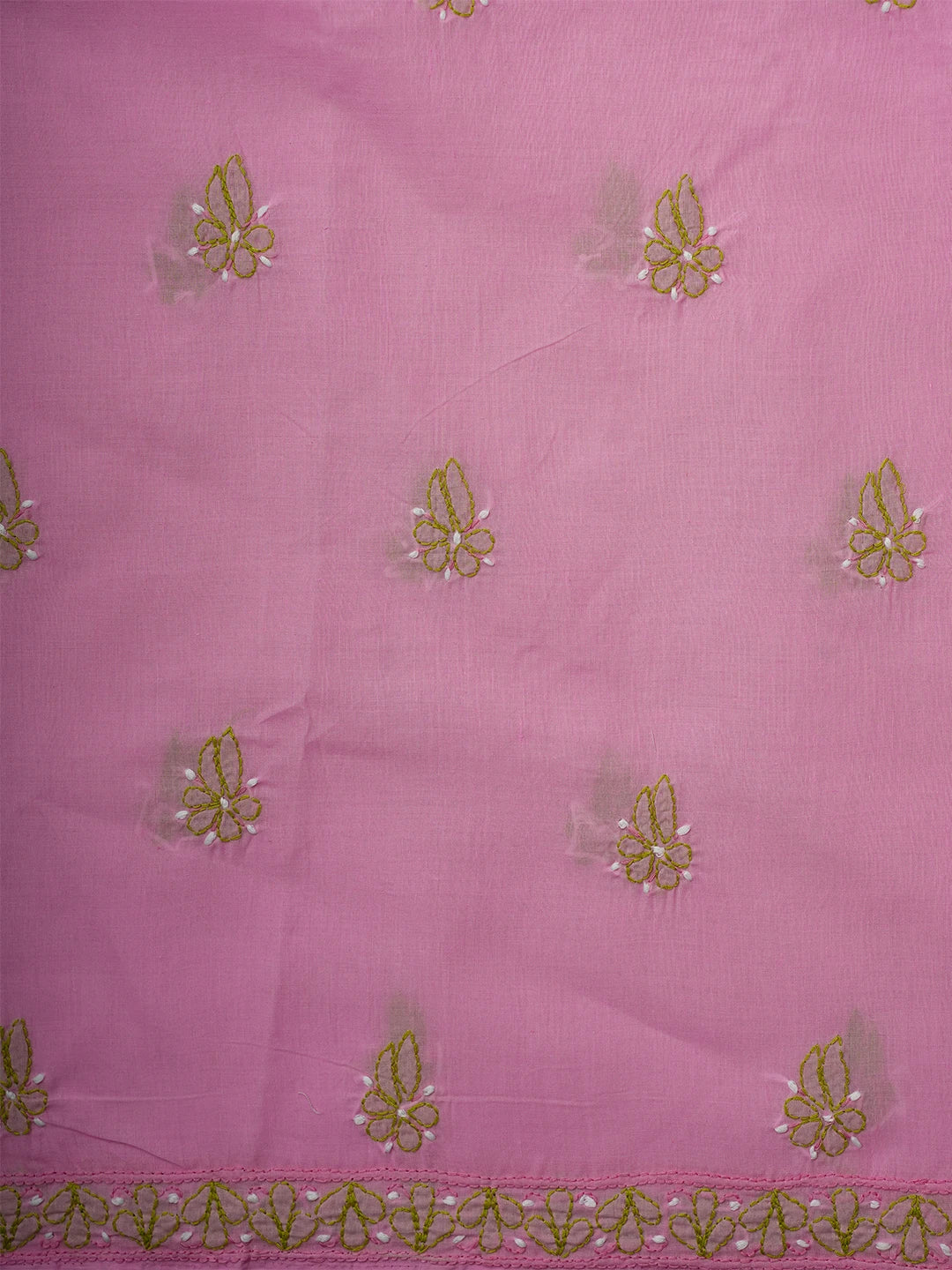 Ada Hand Embroidered Pink Cotton Lucknowi Chikankari Unstitched Suit Piece 01A700444