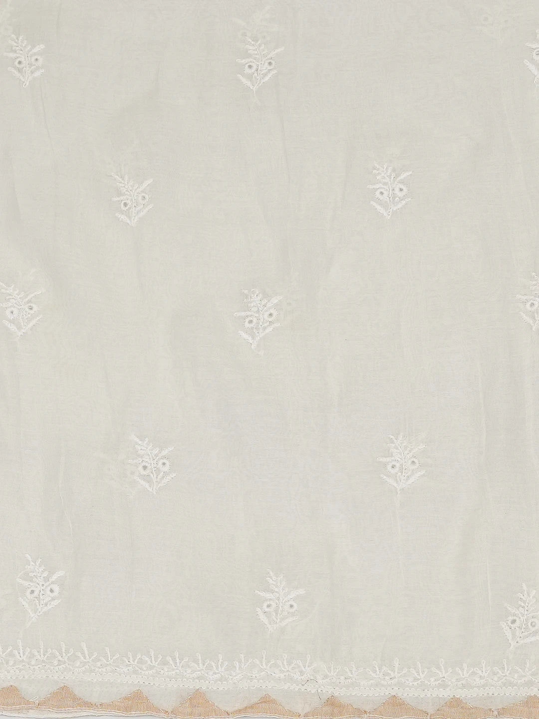 Ada Hand Embroidered White Chanderi Lucknowi Chikankari Semi-stitched Kurta Dupatta Set 01A703159