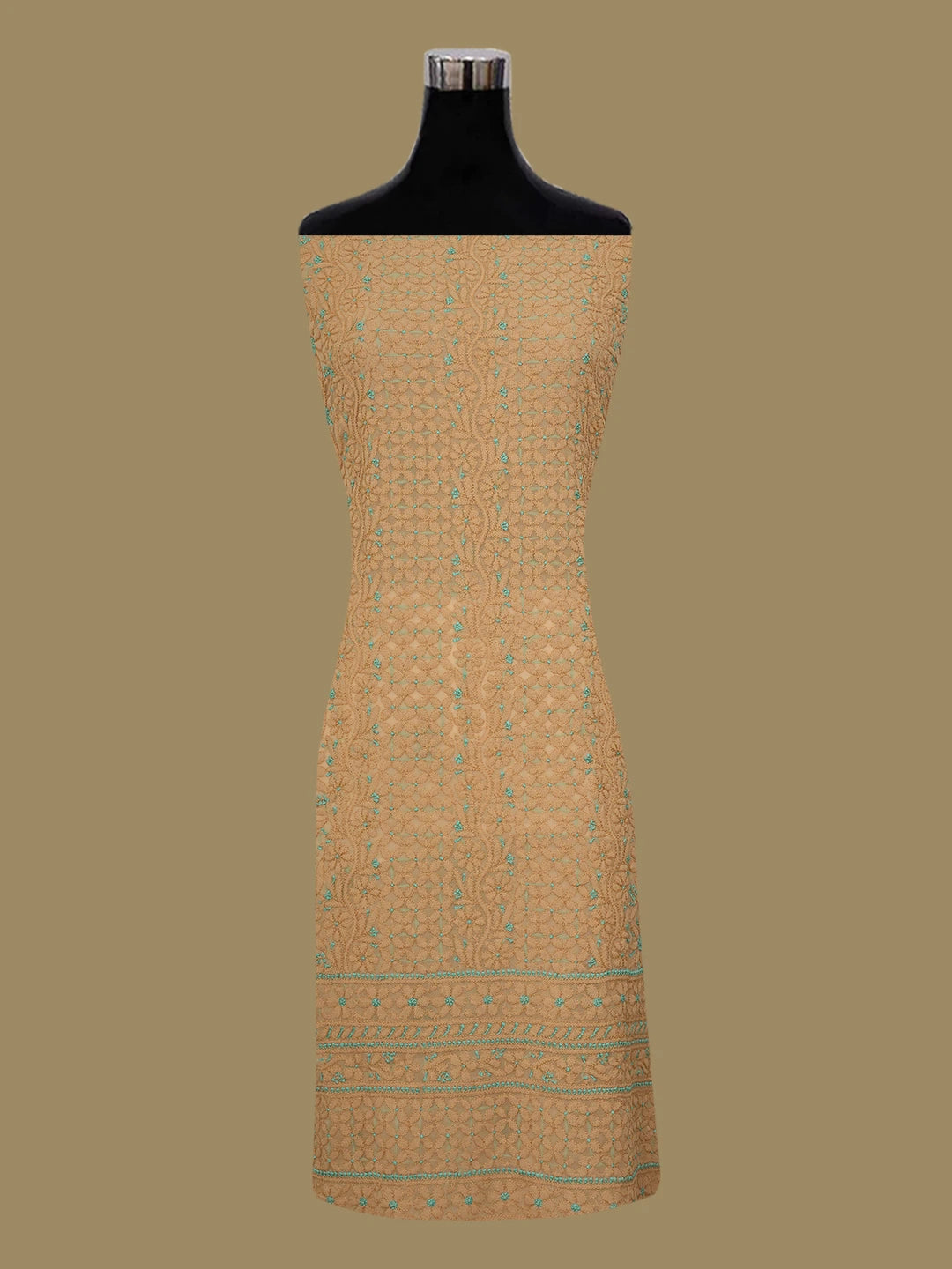 Ada Hand Embroidered Fawn Georgette  Lucknowi Chikankari Unstitched Suit Piece 01A707975