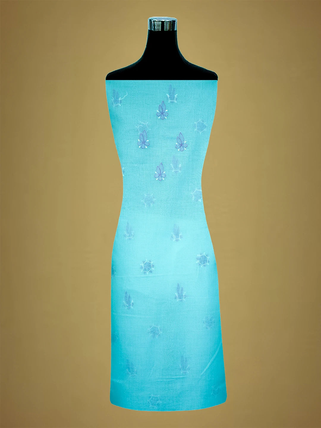 Ada Hand Embroidered Picton Blue Cotton Lucknowi Chikankari Unstitched Suit Piece 01A700448