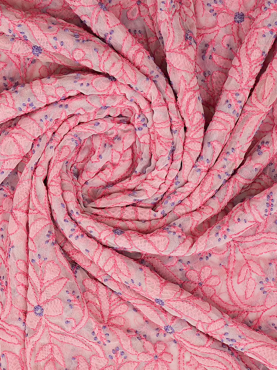 Ada Hand Embroidered Pink Faux Georgette Lucknowi Chikankari Dupatta 01A192706