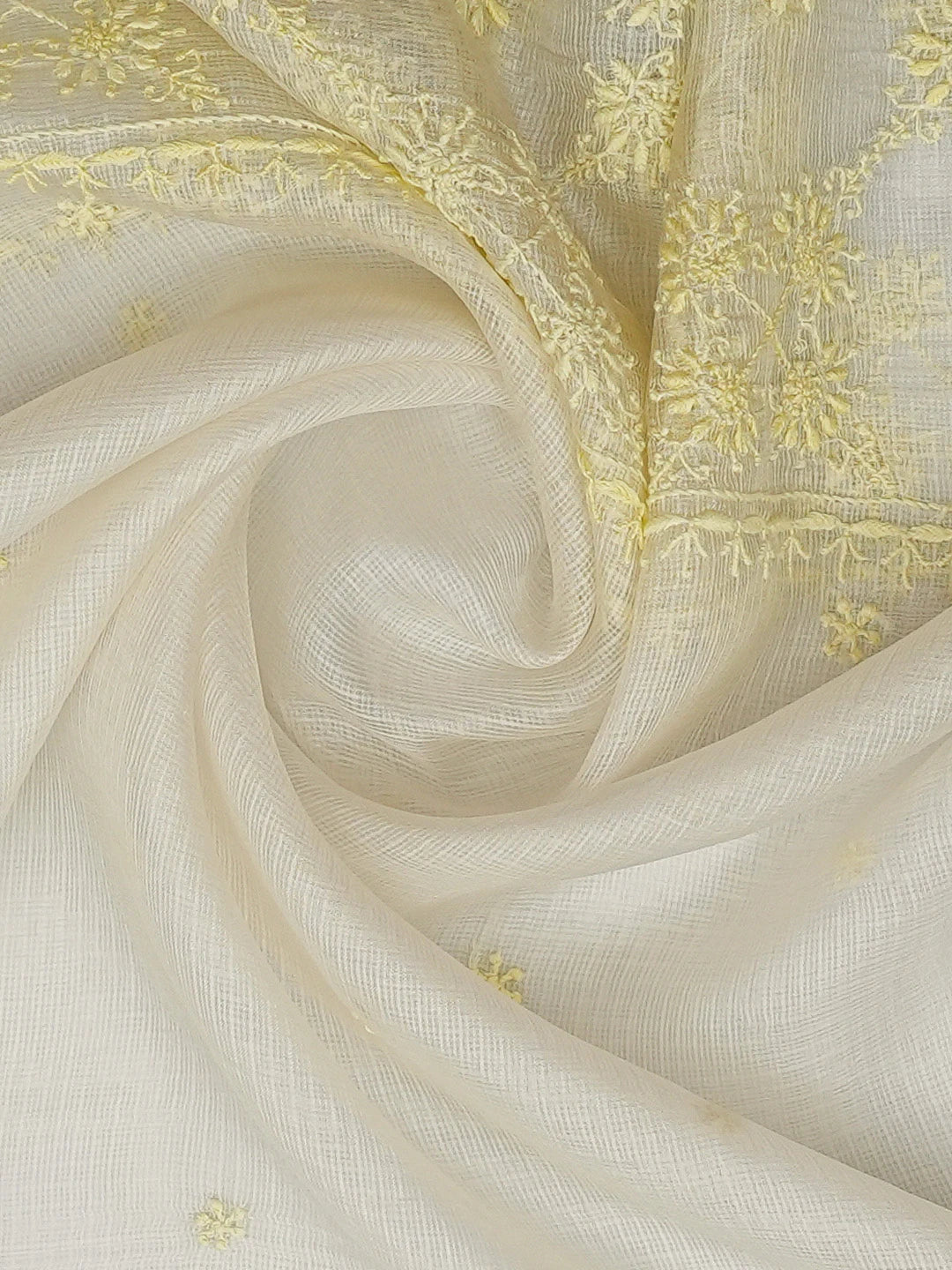 Ada Hand Embroidered Off White Kota Silk Lucknowi Chikankari Dupatta 01A694042