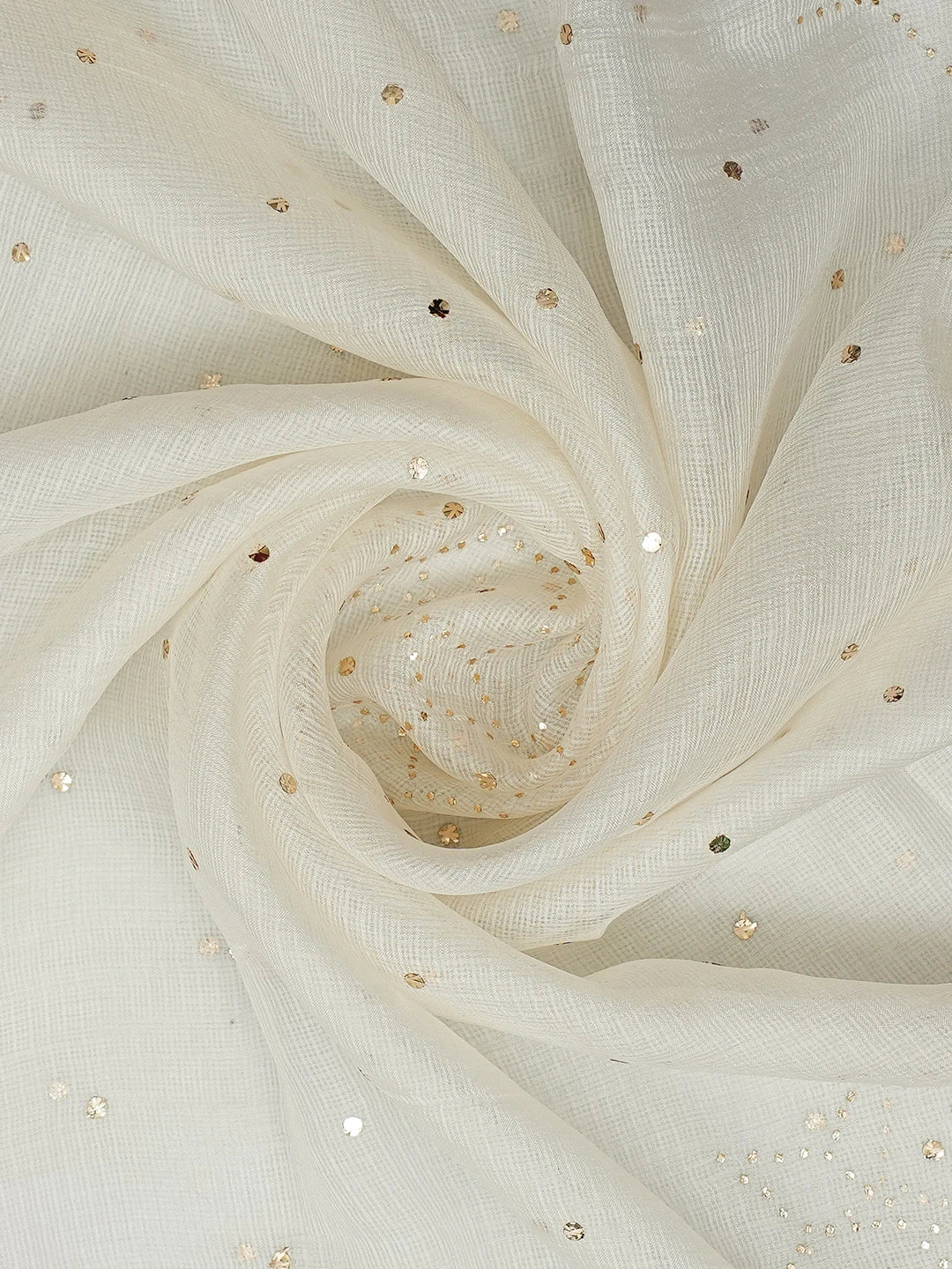 Ada Ivory White Kota Silk Dupatta With Muqaish Work 01A706641