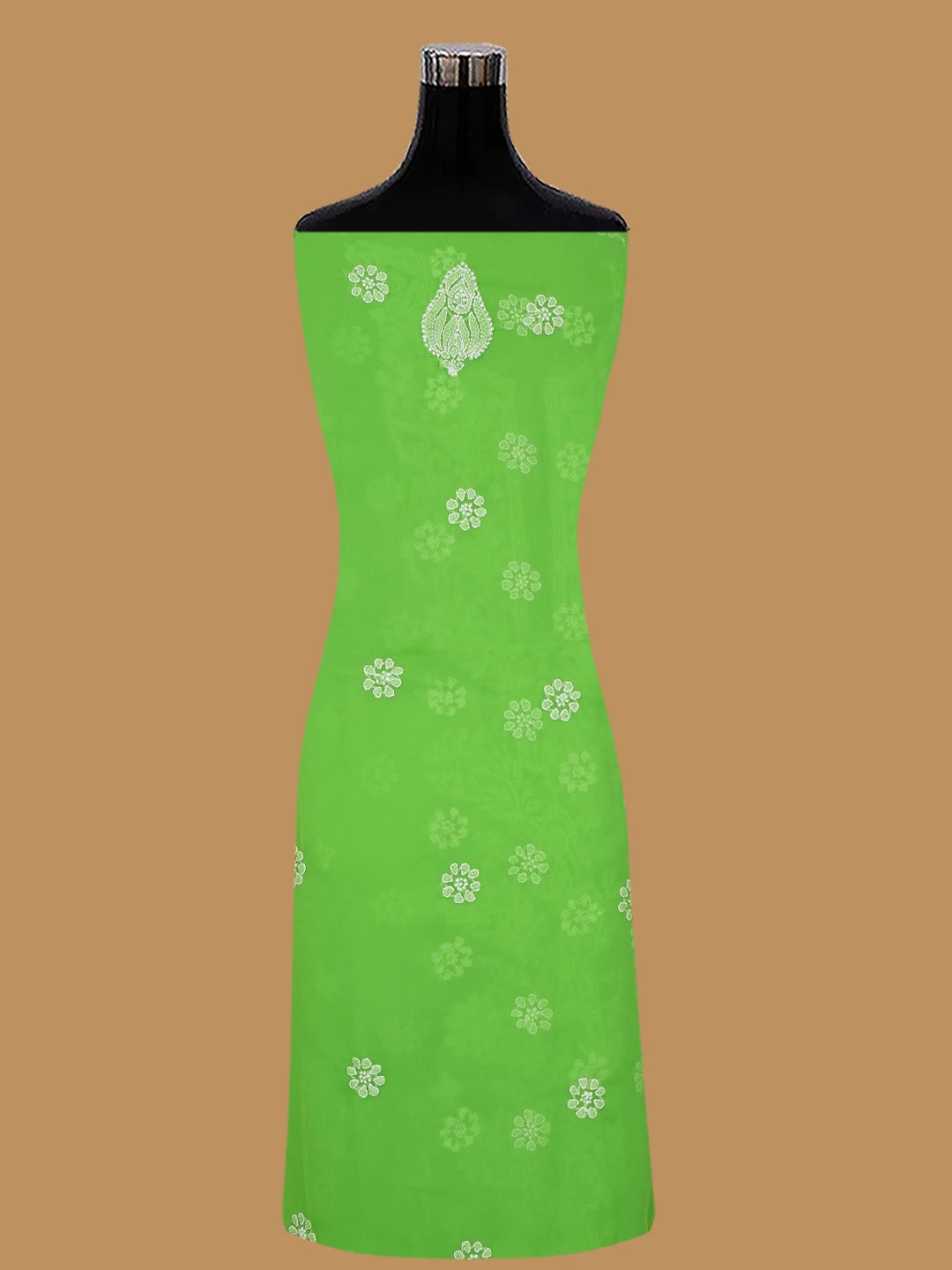Ada Hand Embroidered Lime Green Georgette Lucknowi Chikankari Unstitched Suit Piece 01A696577