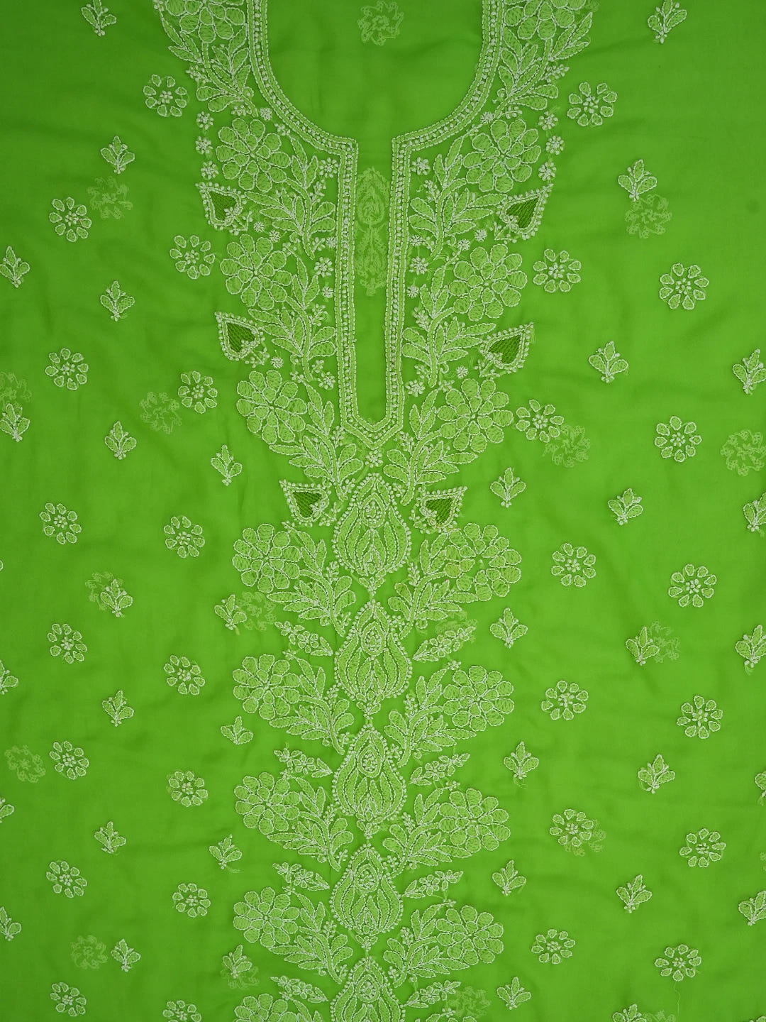 Ada Hand Embroidered Lime Green Georgette Lucknowi Chikankari Unstitched Suit Piece 01A696577
