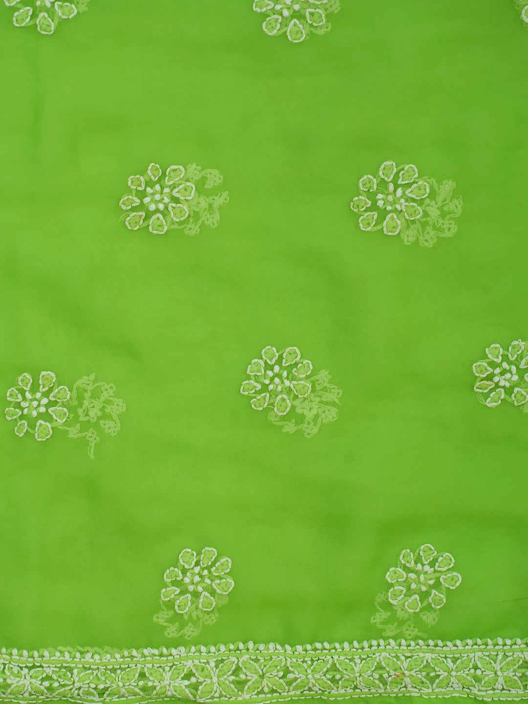 Ada Hand Embroidered Lime Green Georgette Lucknowi Chikankari Unstitched Suit Piece 01A696577