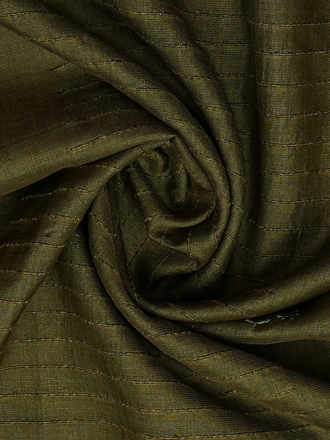Ada Hand Embroidered Army Green Silk Lucknowi Chikankari Dupatta 01A694058