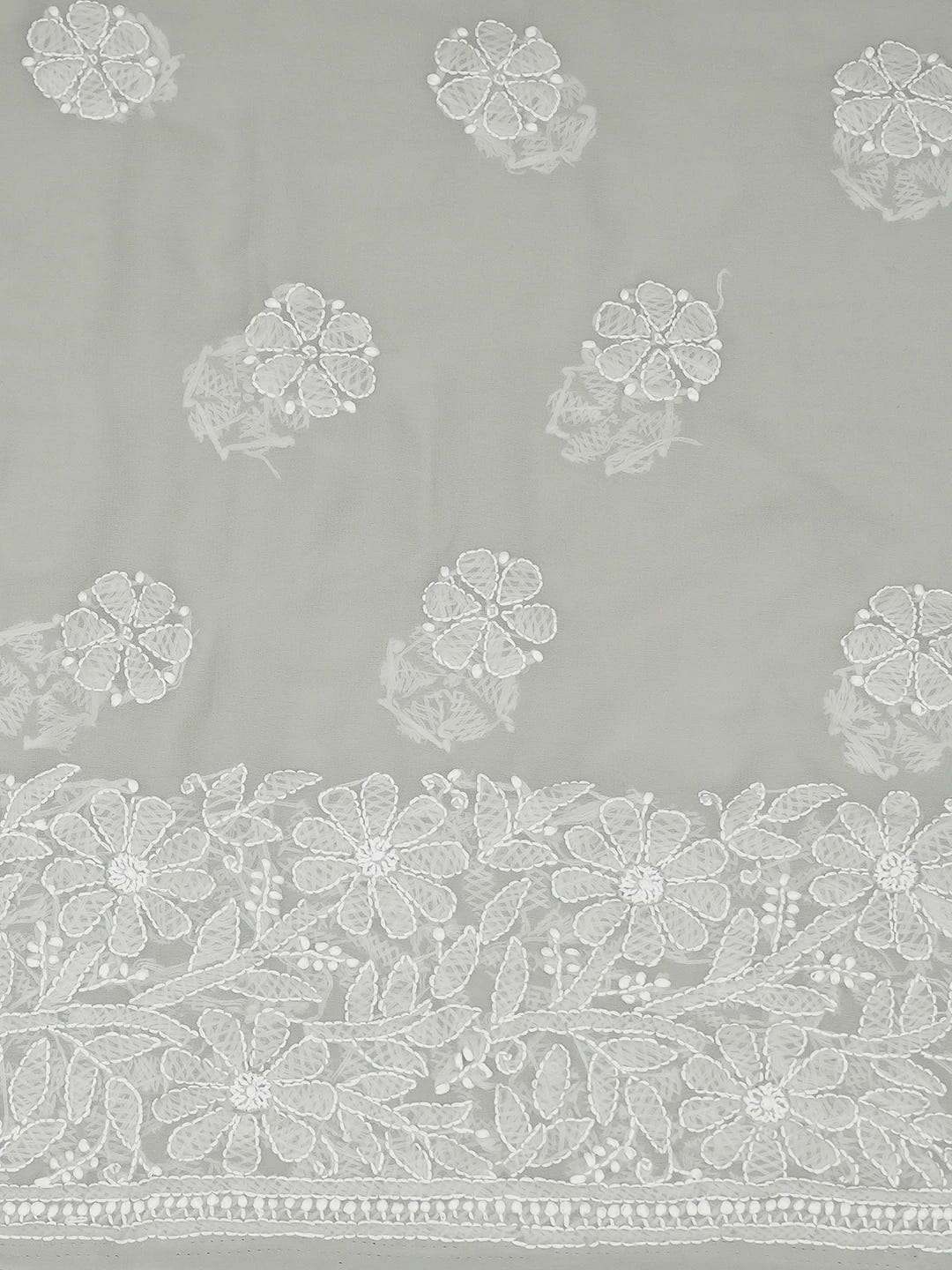 Ada Hand Embroidered Grey Georgette Lucknowi Chikankari Unstitched Suit Piece 01A707970