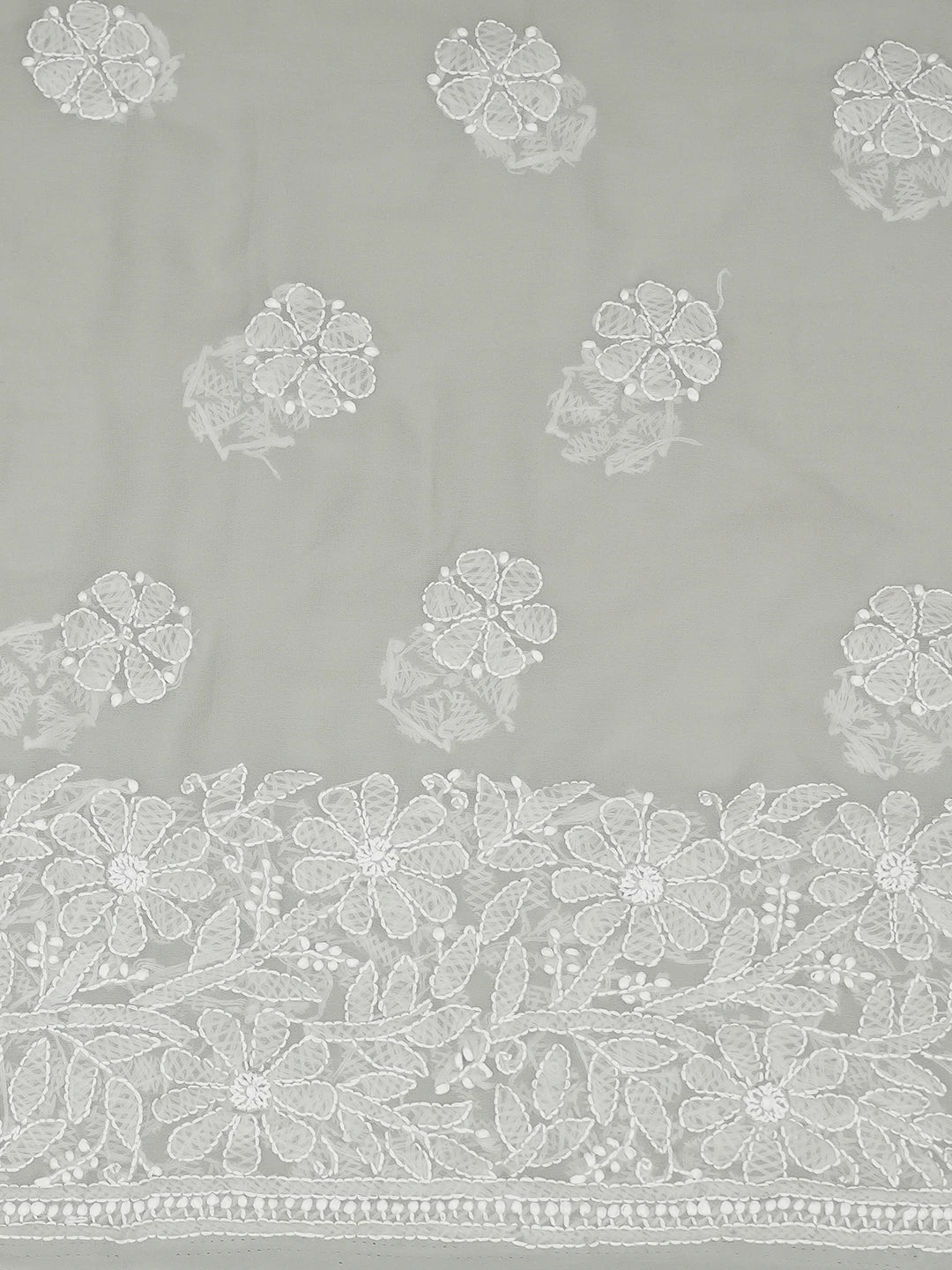 Ada Hand Embroidered Grey Georgette Lucknowi Chikankari Unstitched Suit Piece 01A707970