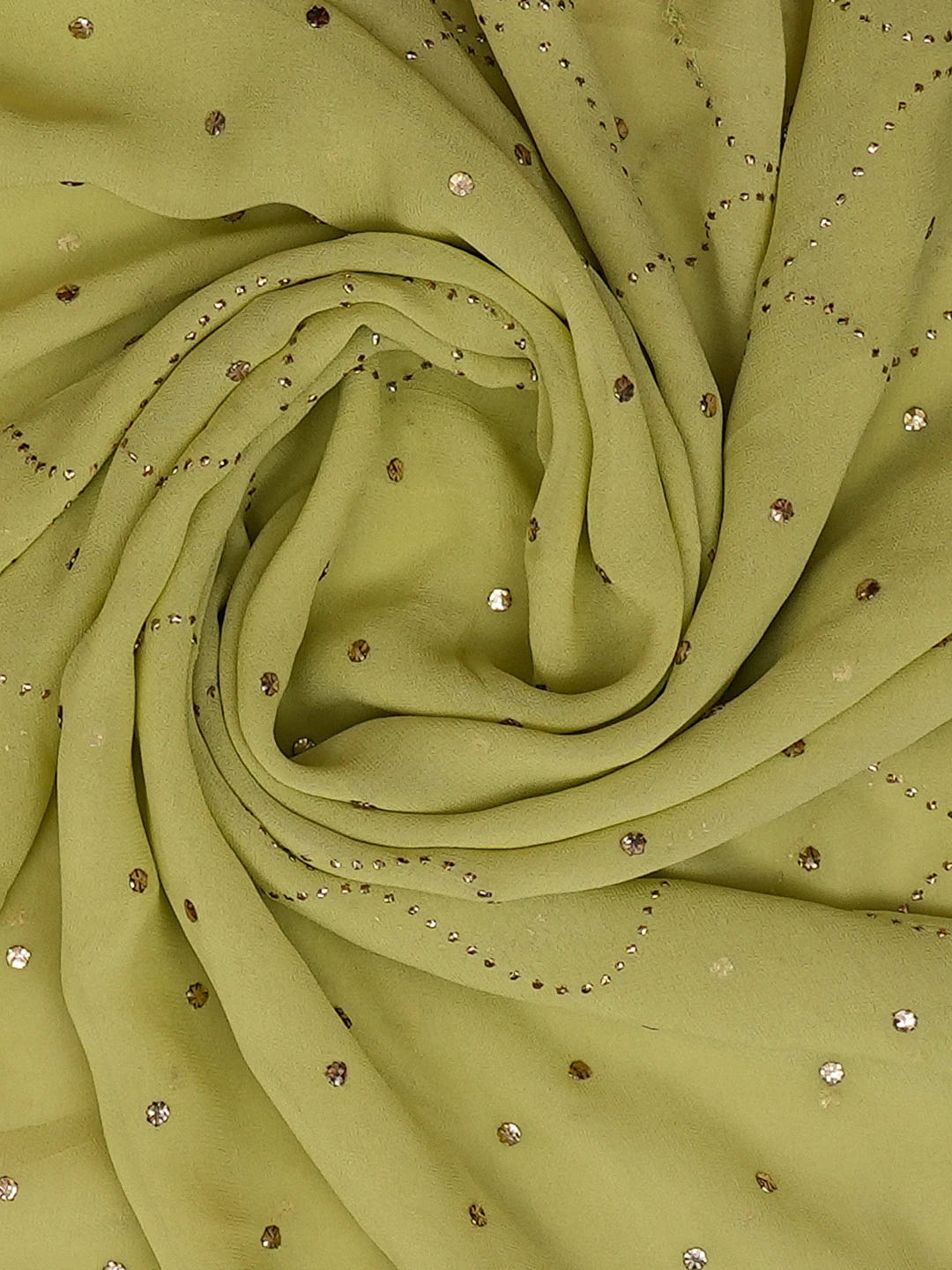 Ada Hand Embroidered Tea Green Viscose Georgette Lucknowi Chikankari Dupatta Mukaish Work 01A576744