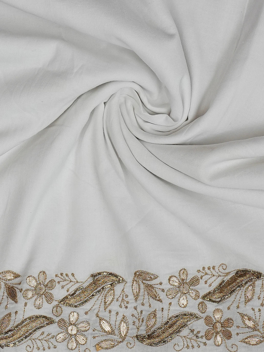 Ada Hand Embroidered White Cotton Lucknowi Chikankari Dupatta Gota Patti Work A624103