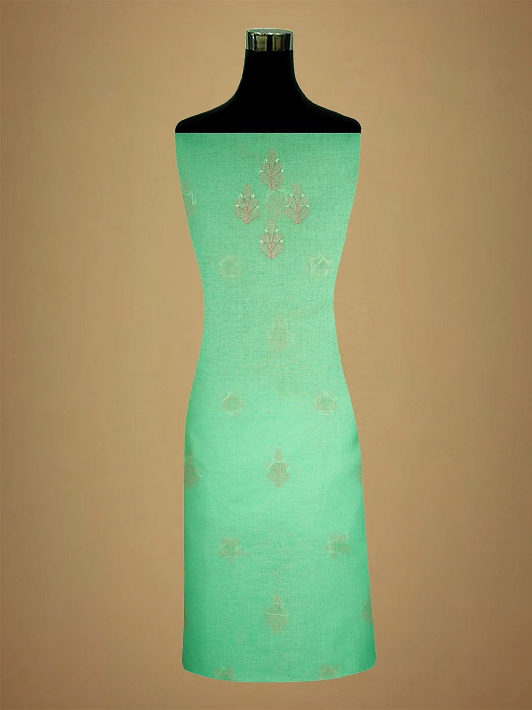 Ada Hand Embroidered Sea Green Cotton Lucknowi Chikankari Unstitched Suit Piece 01A700531