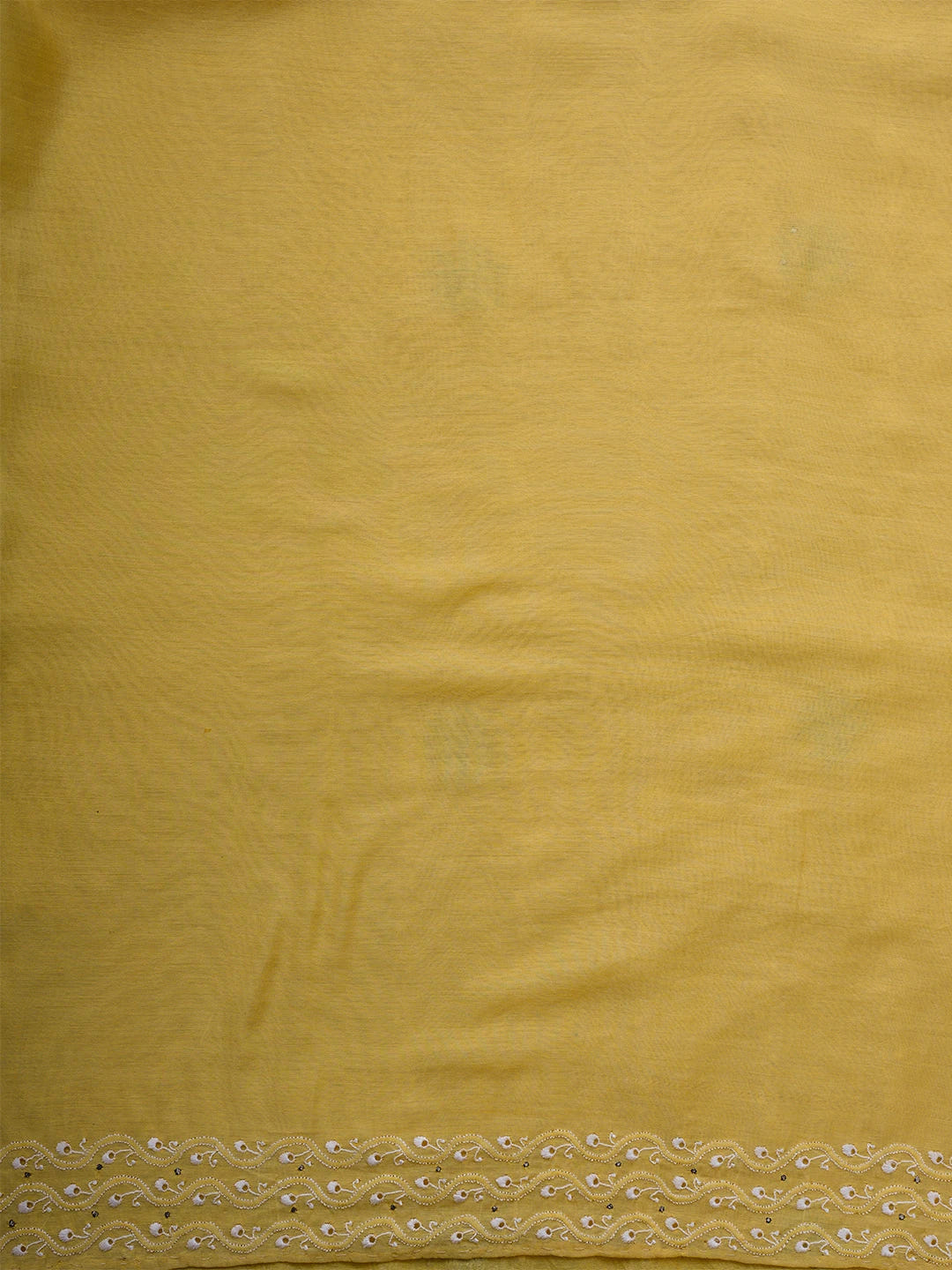Ada Hand Embroidered Yellow Chanderi Lucknowi Chikankari Unstitched Suit Piece With Muqaish Work A553437
