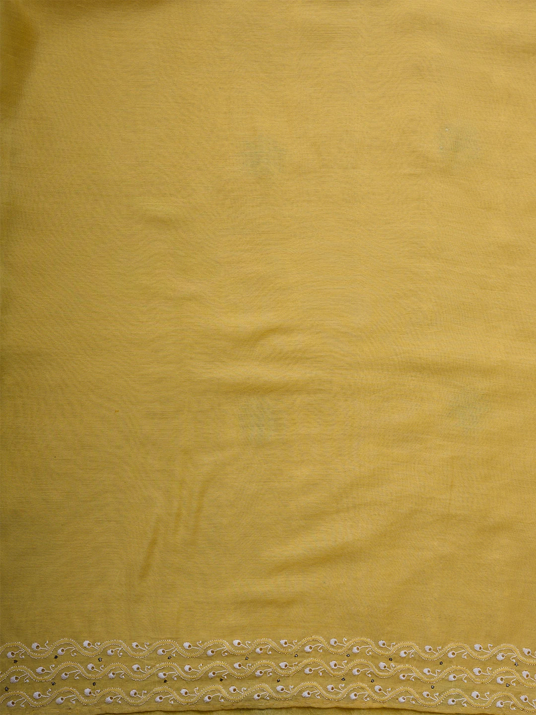 Ada Hand Embroidered Yellow Chanderi Lucknowi Chikankari Unstitched Suit Piece With Muqaish Work A553437