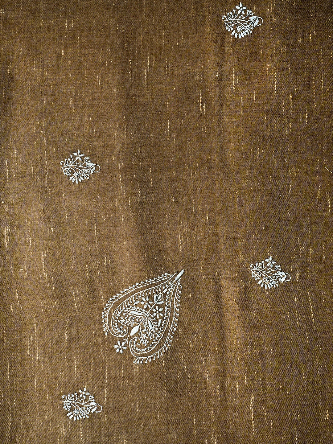 Ada Hand Embroidered Fawn Pashmina Lucknowi Chikankari Teen Taar Shawl A2252885