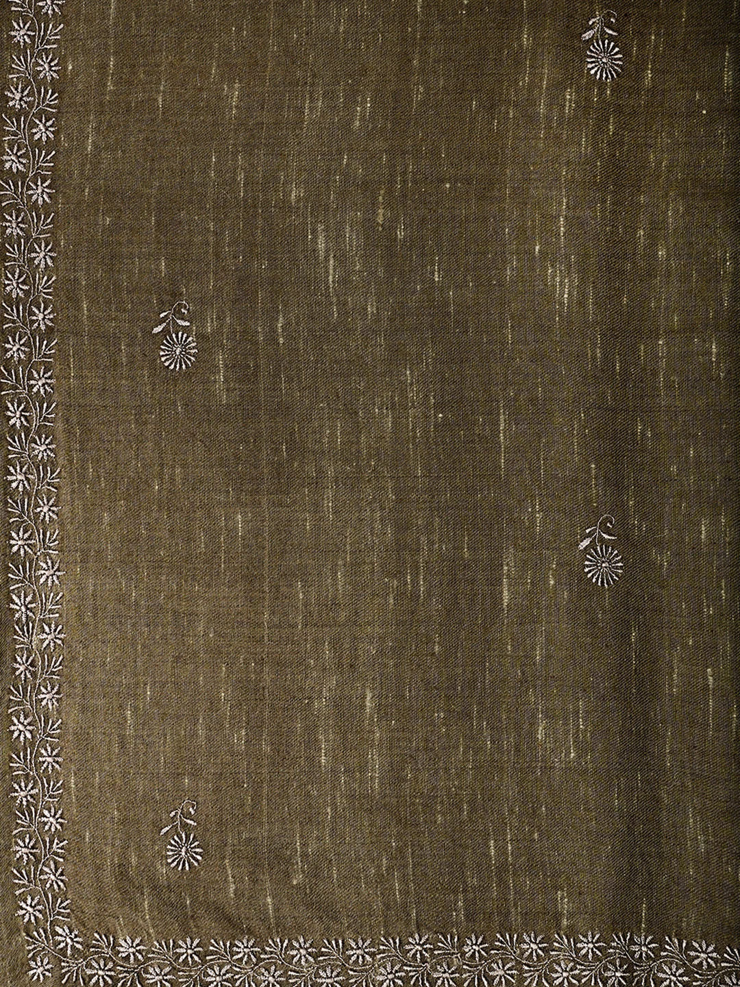 Ada Hand Embroidered Brown Pashmina Lucknowi Chikankari Teen Taar Shawl A2207280