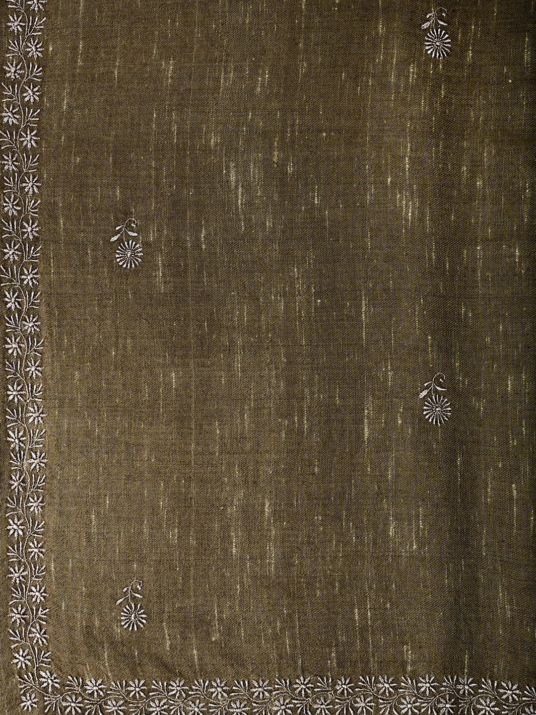 Ada Hand Embroidered Brown Pashmina Lucknowi Chikankari Teen Taar Shawl A2207280