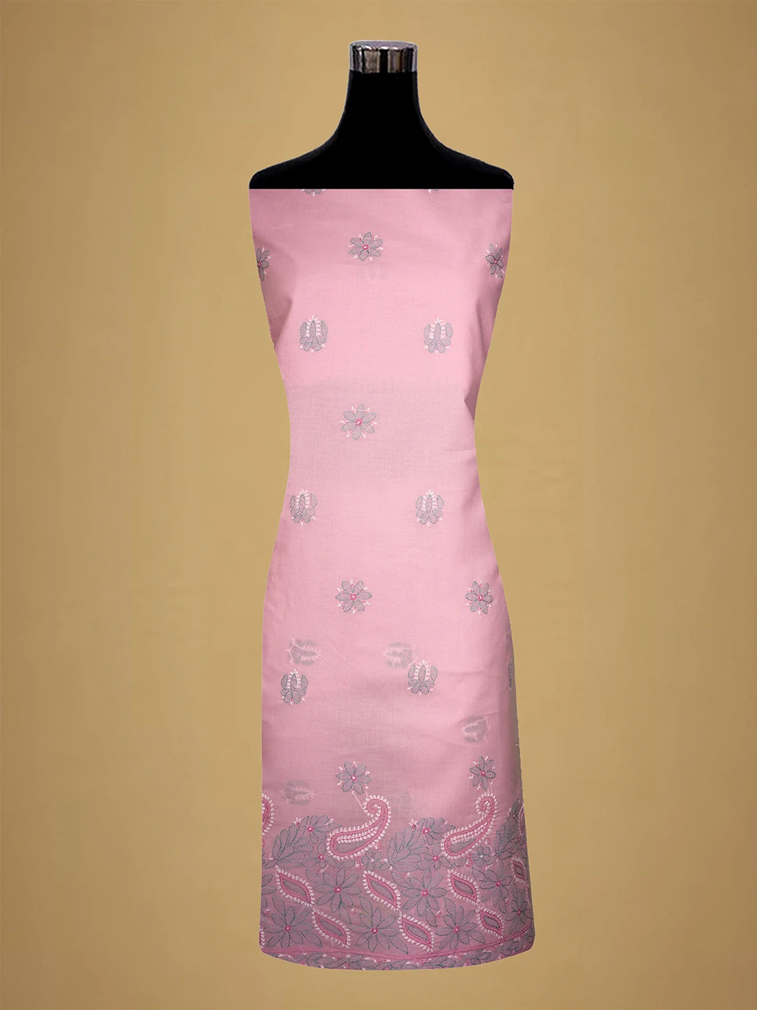 Ada Hand Embroidered Pink Cotton Lucknowi Chikankari Unstitched Suit Piece 01A700536