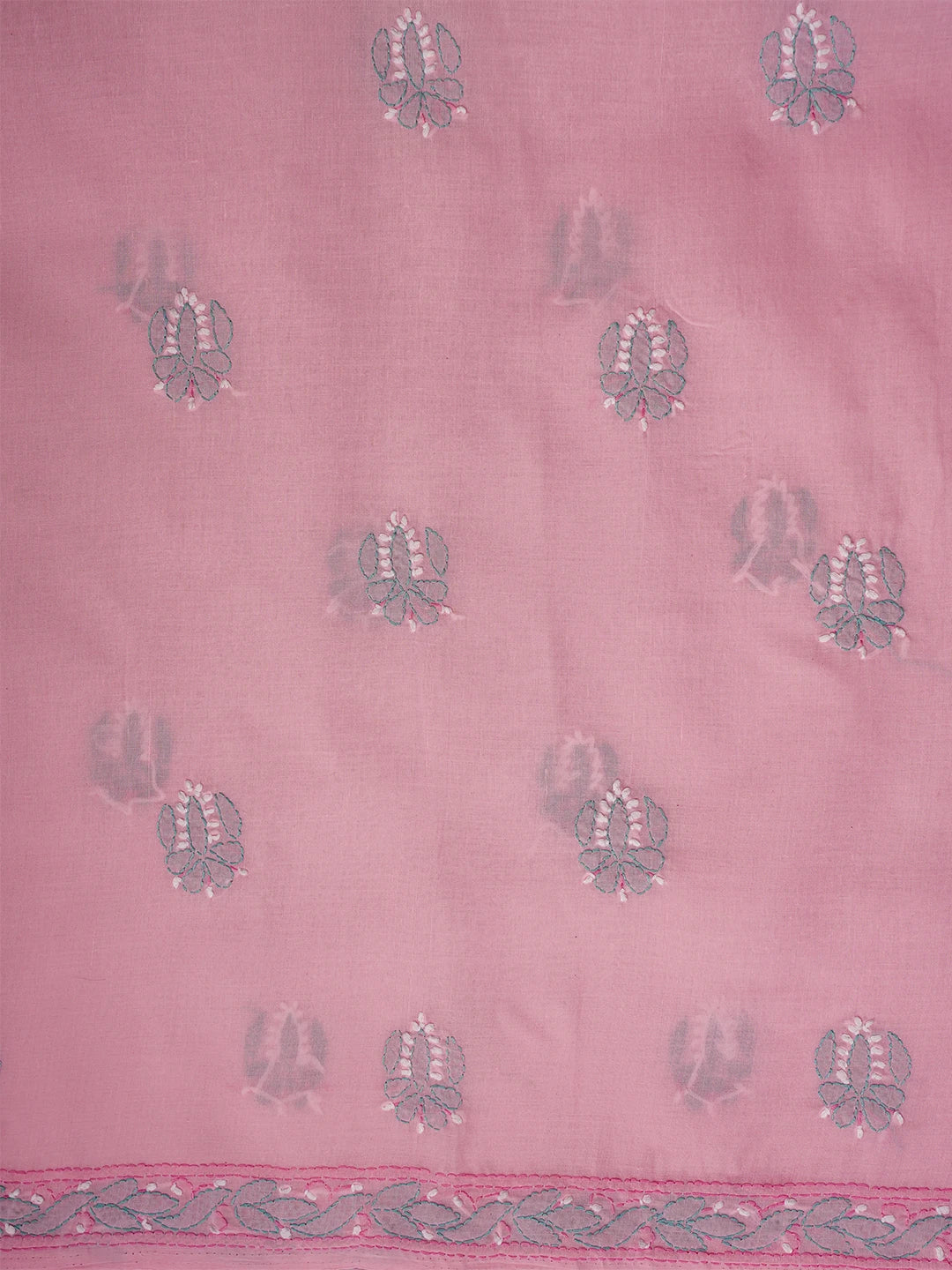 Ada Hand Embroidered Pink Cotton Lucknowi Chikankari Unstitched Suit Piece 01A700536