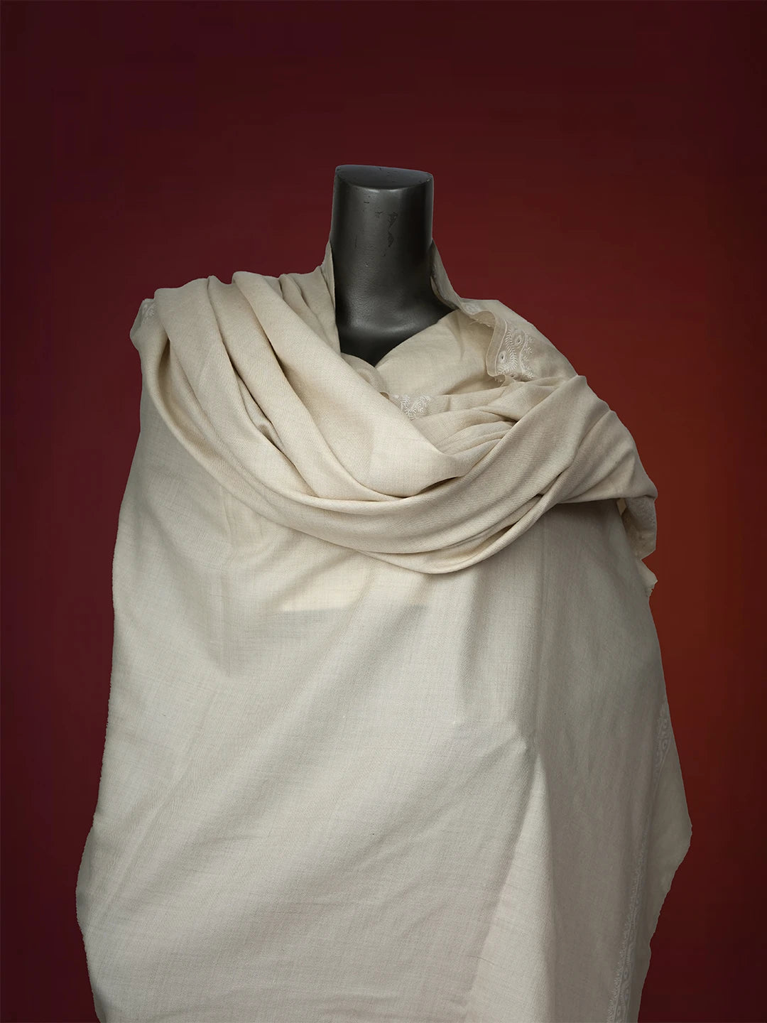 Ada Hand Embroidered Beige Pashmina Lucknowi Chikankari Do Taar Shawl A599934