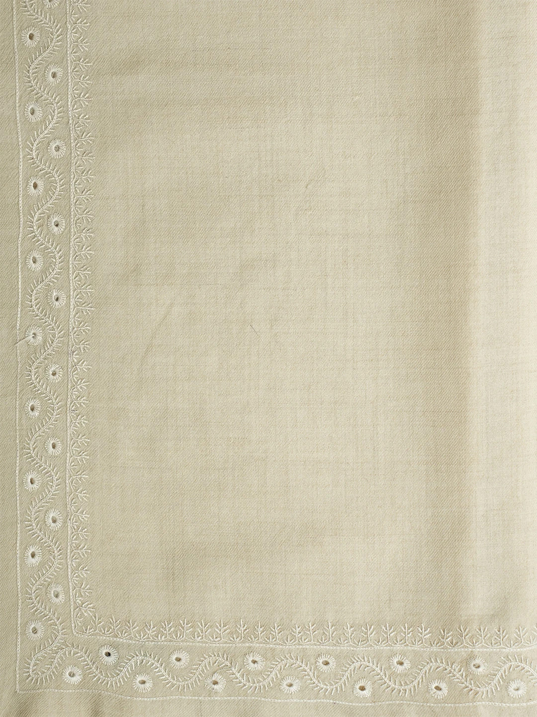 Ada Hand Embroidered Beige Pashmina Lucknowi Chikankari Do Taar Shawl A599934