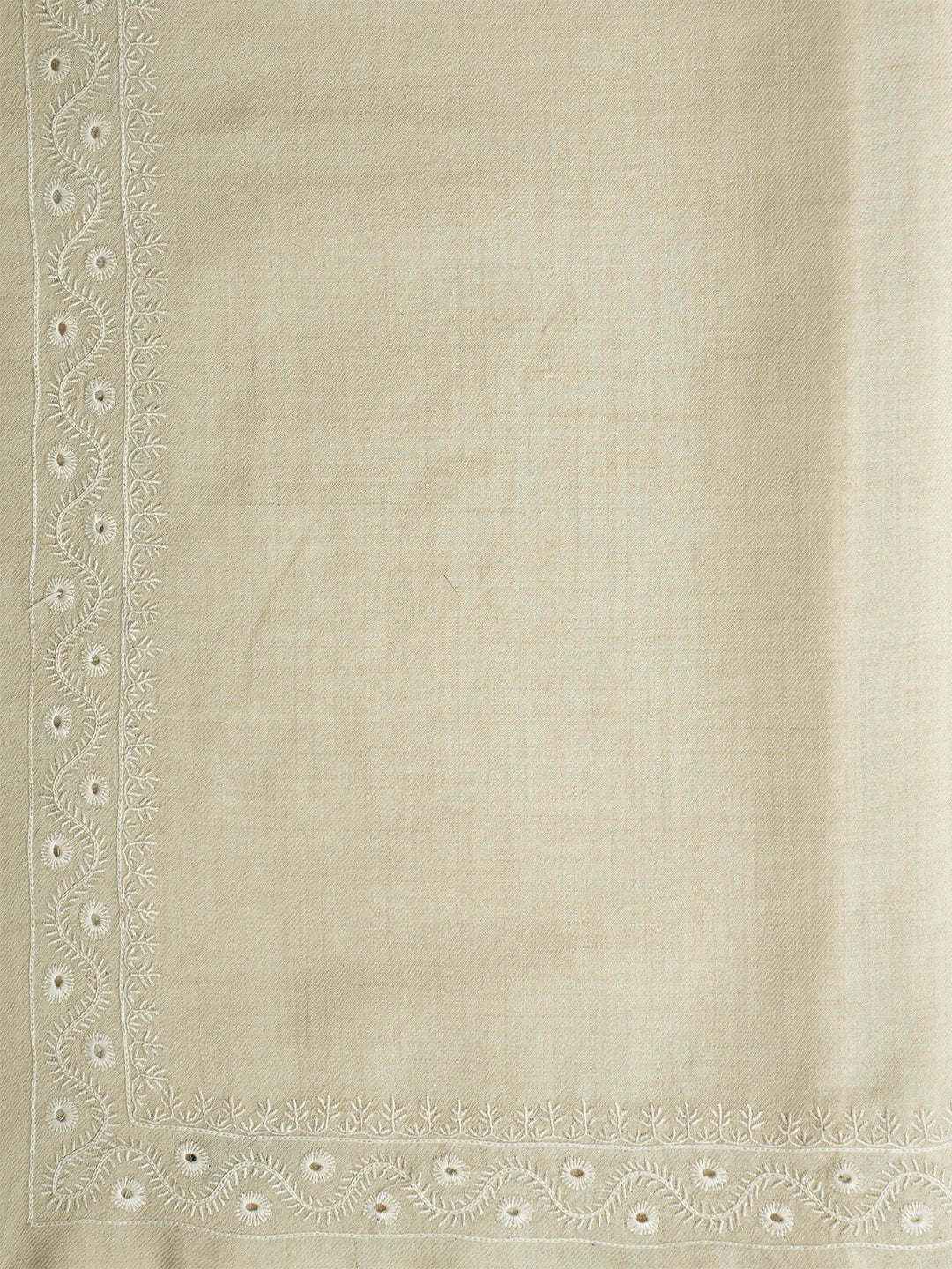 Ada Hand Embroidered Beige Pashmina Lucknowi Chikankari Do Taar Shawl A599934