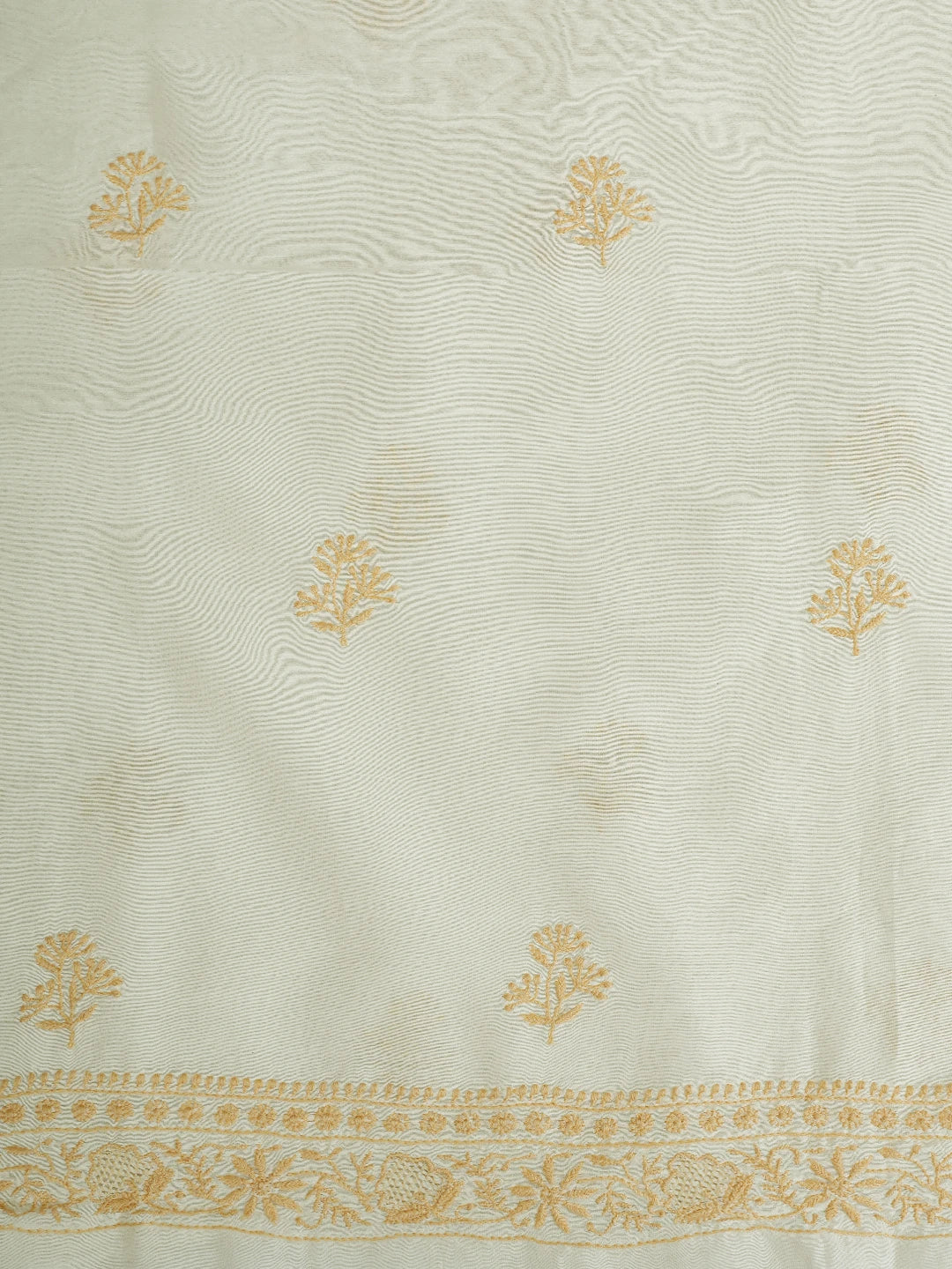 Ada Hand Embroidered Off White Chanderi Lucknowi Chikankari Unstitched Men's Kurta Piece 01A685774