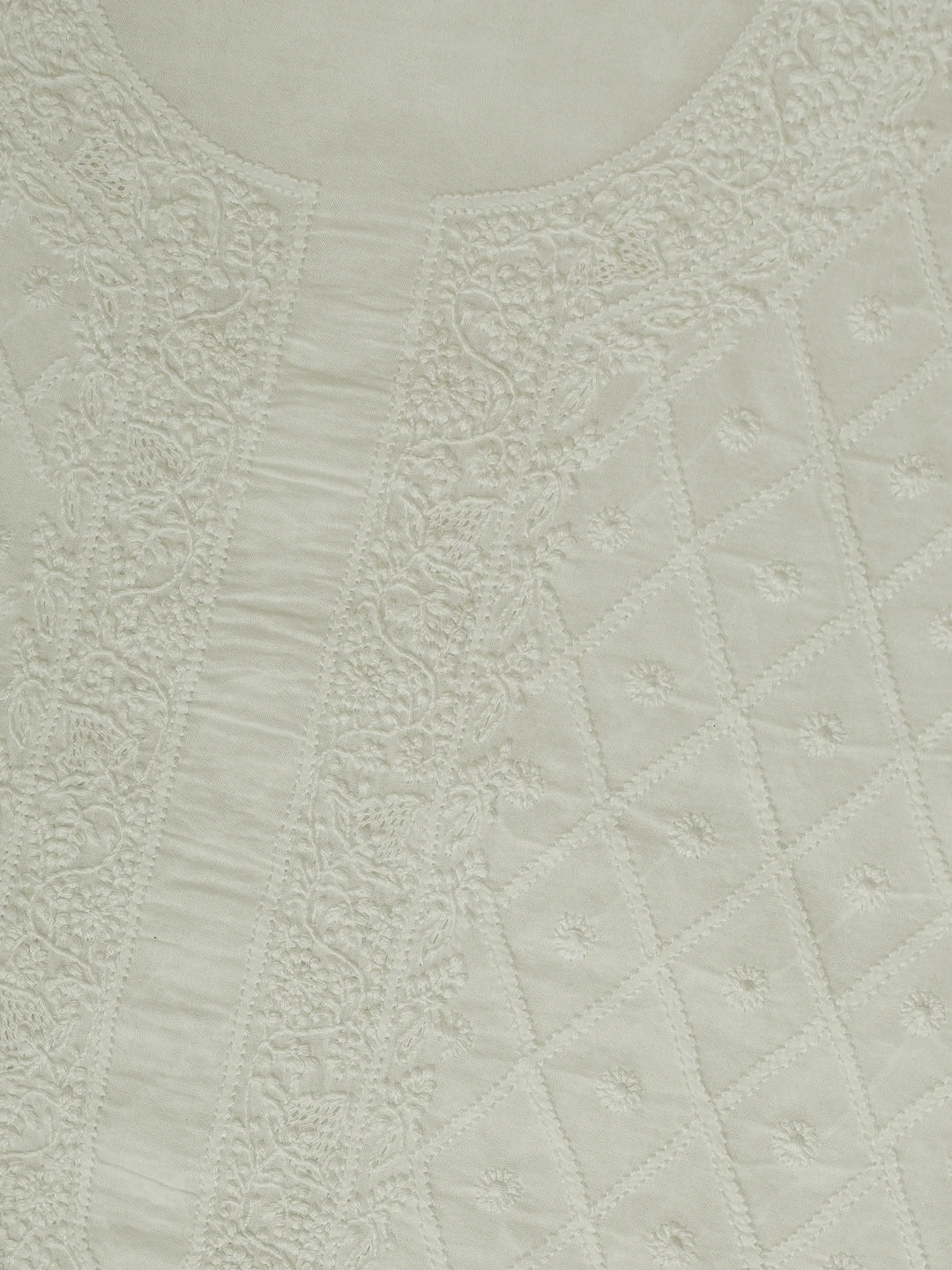Ada Hand Embroidered White Cotton Lucknowi Chikankari Unstitched Men's Kurta Piece 01A708272