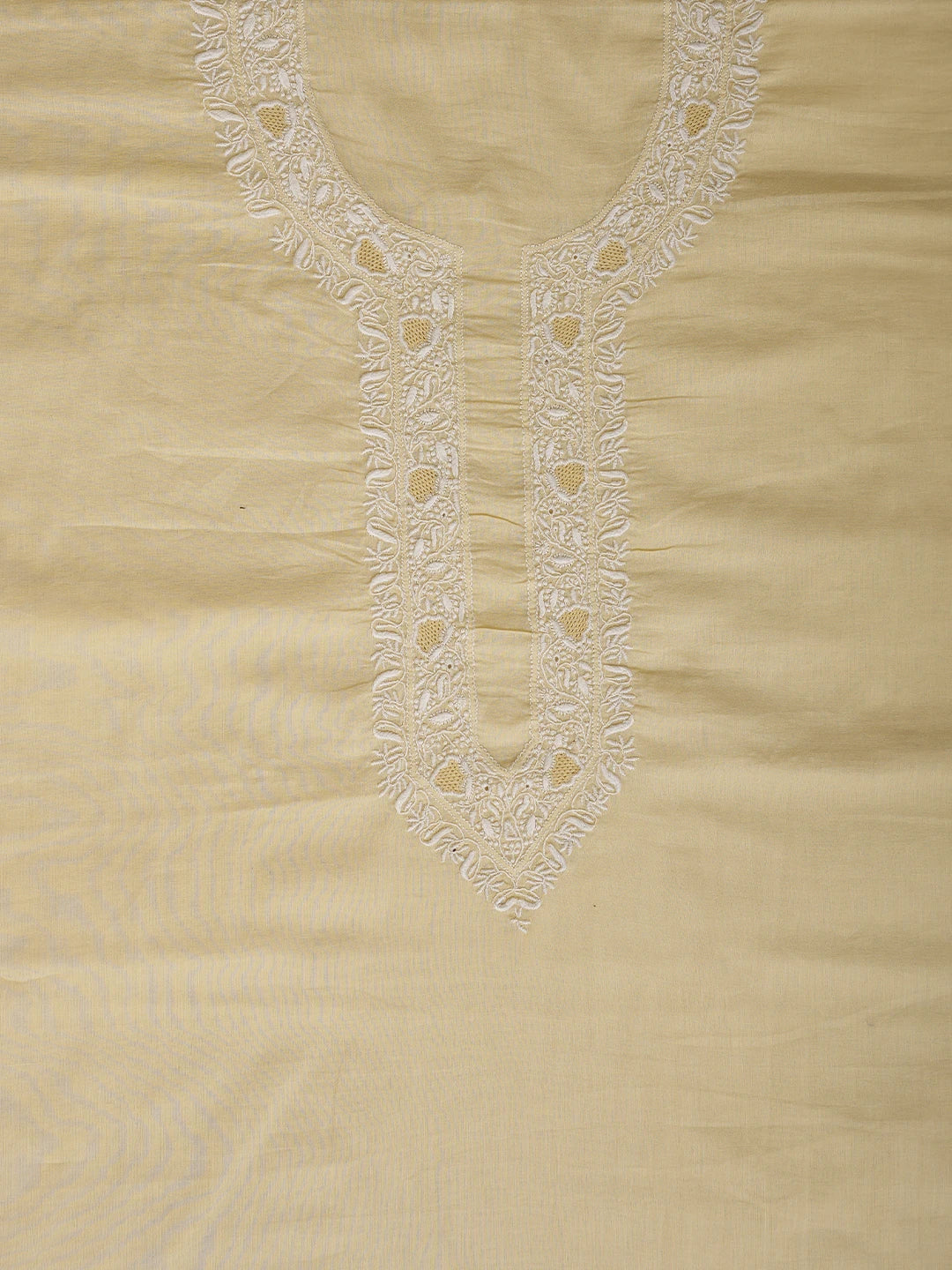 Ada Hand Embroidered Fawn Cotton Lucknowi Chikankari Unstitched Men's Kurta Piece 01A680716