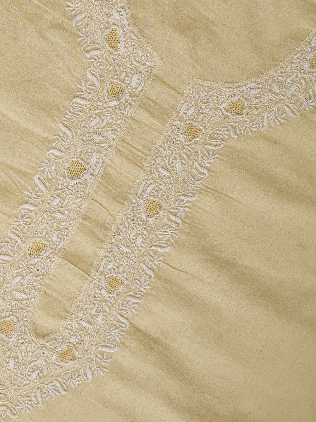 Ada Hand Embroidered Fawn Cotton Lucknowi Chikankari Unstitched Men's Kurta Piece 01A680716