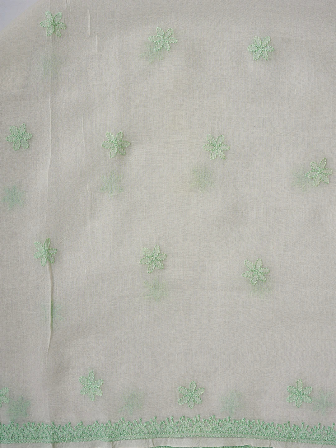 Ada Hand Embroidered White Chanderi Lucknowi Chikankari Unstitched Kurta Dupatta Set 01A708652