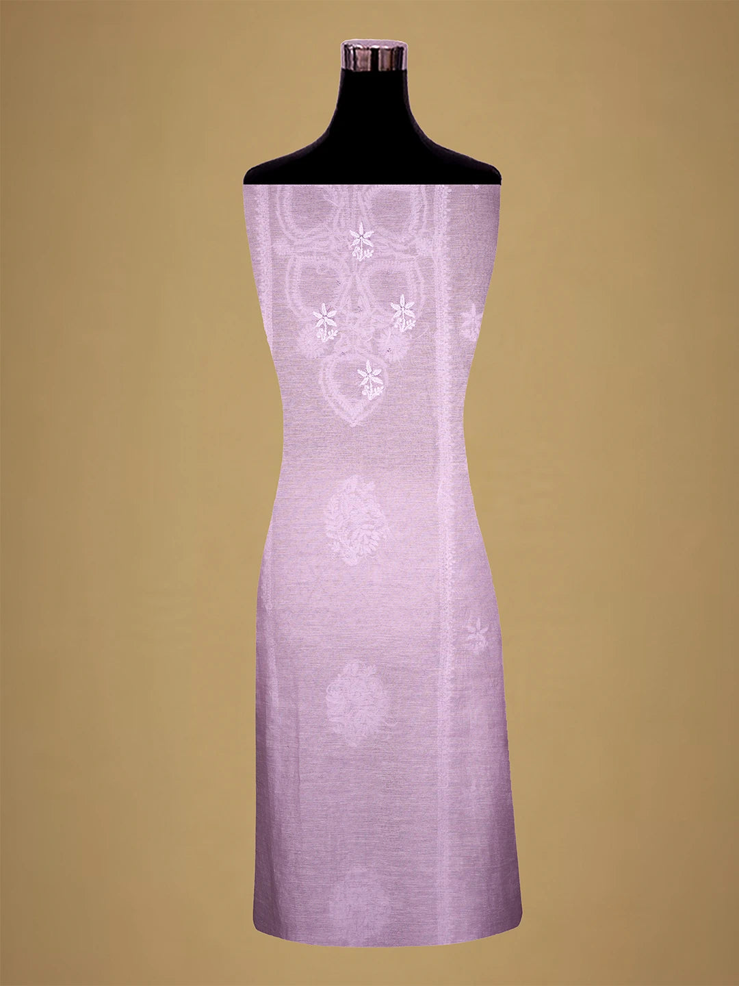 Ada Hand Embroidered Lavender Khadi Chanderi Lucknowi Chikankari Unstitched Suit Piece With Cutdana Work 01A709319