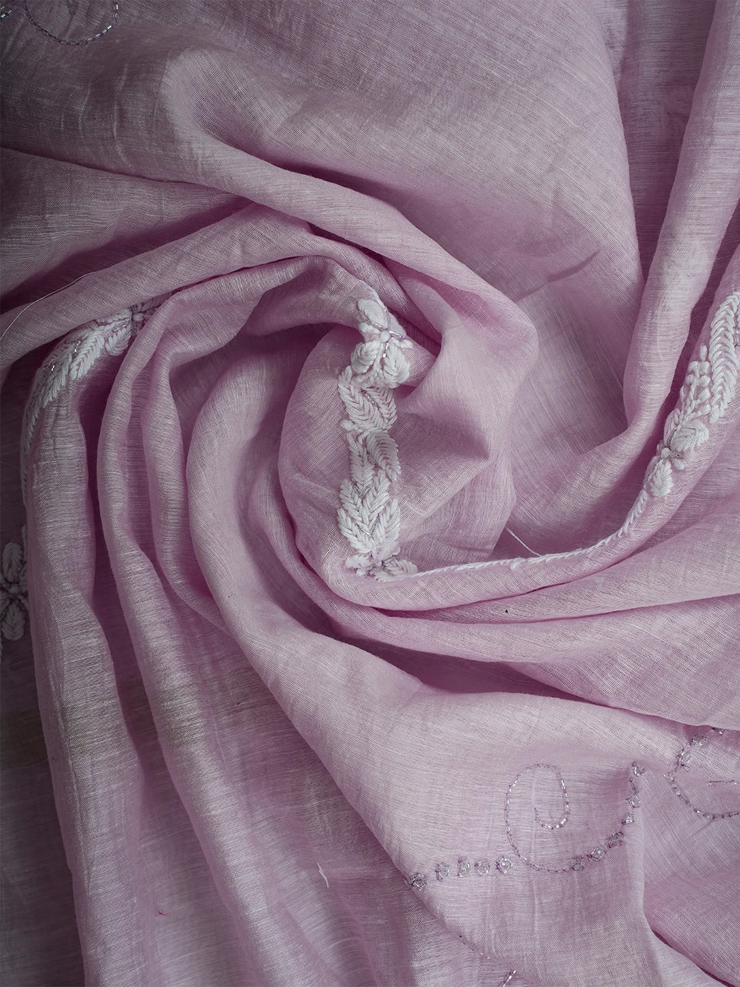 Ada Hand Embroidered Lavender Khadi Chanderi Lucknowi Chikankari Unstitched Suit Piece With Cutdana Work 01A709319