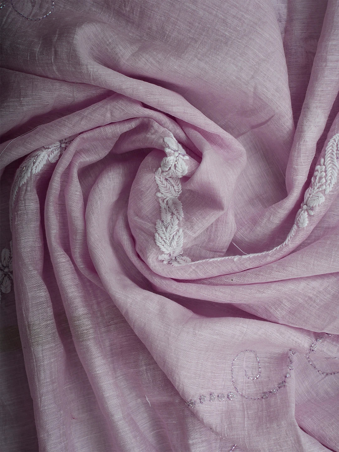 Ada Hand Embroidered Lavender Khadi Chanderi Lucknowi Chikankari Unstitched Suit Piece With Cutdana Work 01A709319