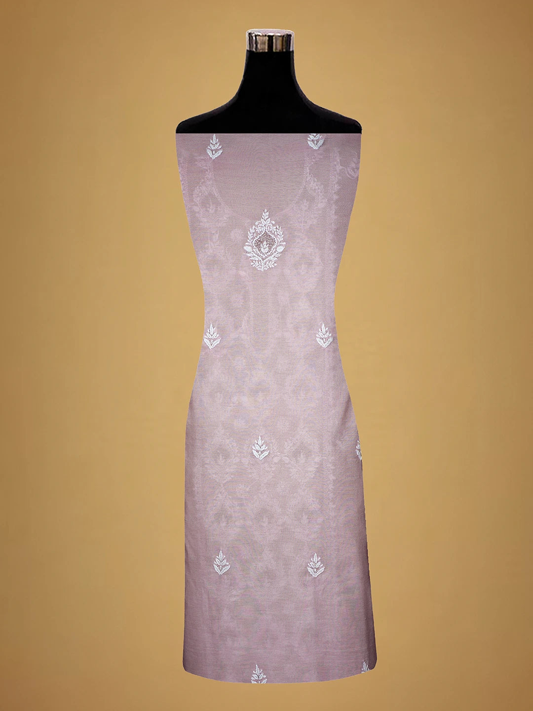 Ada Hand Embroidered Mauve Chanderi Lucknowi Chikankari Unstitched Suit Piece With Cutdana Work 01A709430