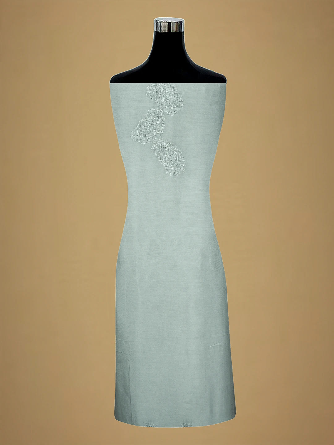 Ada Hand Embroidered Powder Blue Muslin Lucknowi Chikankari Unstitched Suit Piece With Cutdana Work 01A709418