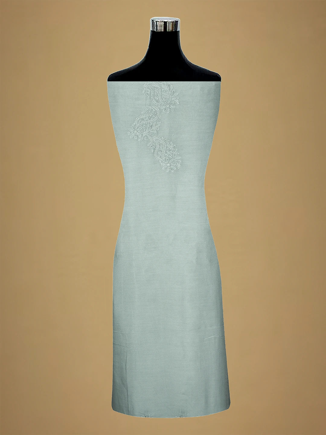 Ada Hand Embroidered Powder Blue Muslin Lucknowi Chikankari Unstitched Suit Piece With Cutdana Work 01A709418