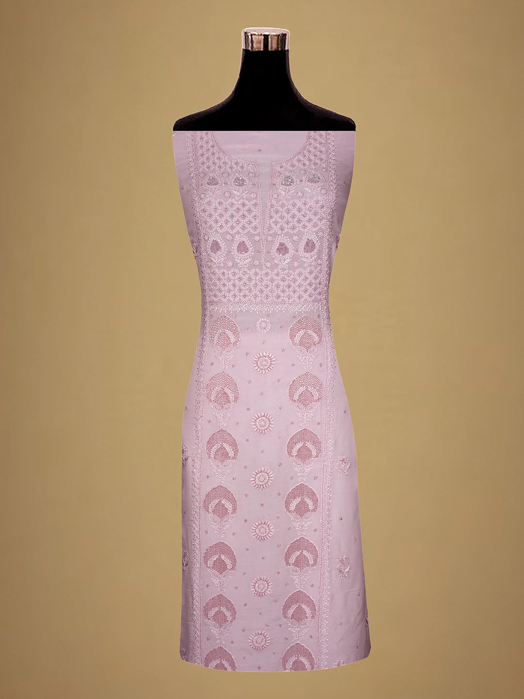Ada Hand Embroidered Carnation Pink Muslin Lucknowi Chikankari Unstitched Kurta Dupatta Set With Cutdana Work 01A709328