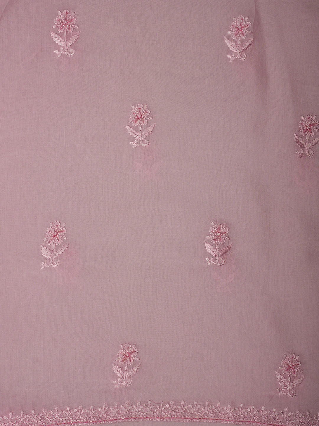 Ada Hand Embroidered Carnation Pink Muslin Lucknowi Chikankari Unstitched Kurta Dupatta Set With Cutdana Work 01A709328