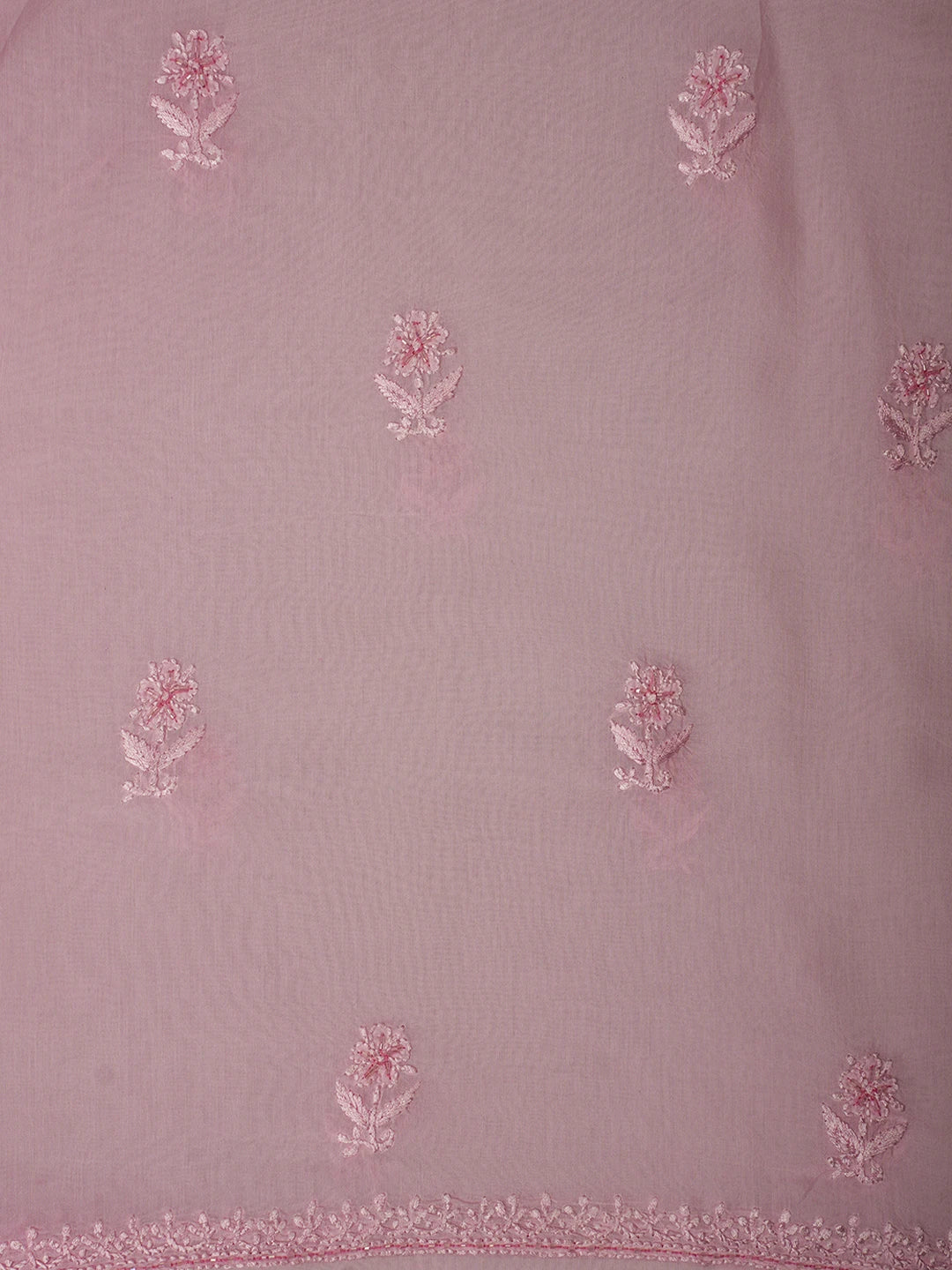 Ada Hand Embroidered Carnation Pink Muslin Lucknowi Chikankari Unstitched Kurta Dupatta Set With Cutdana Work 01A709328