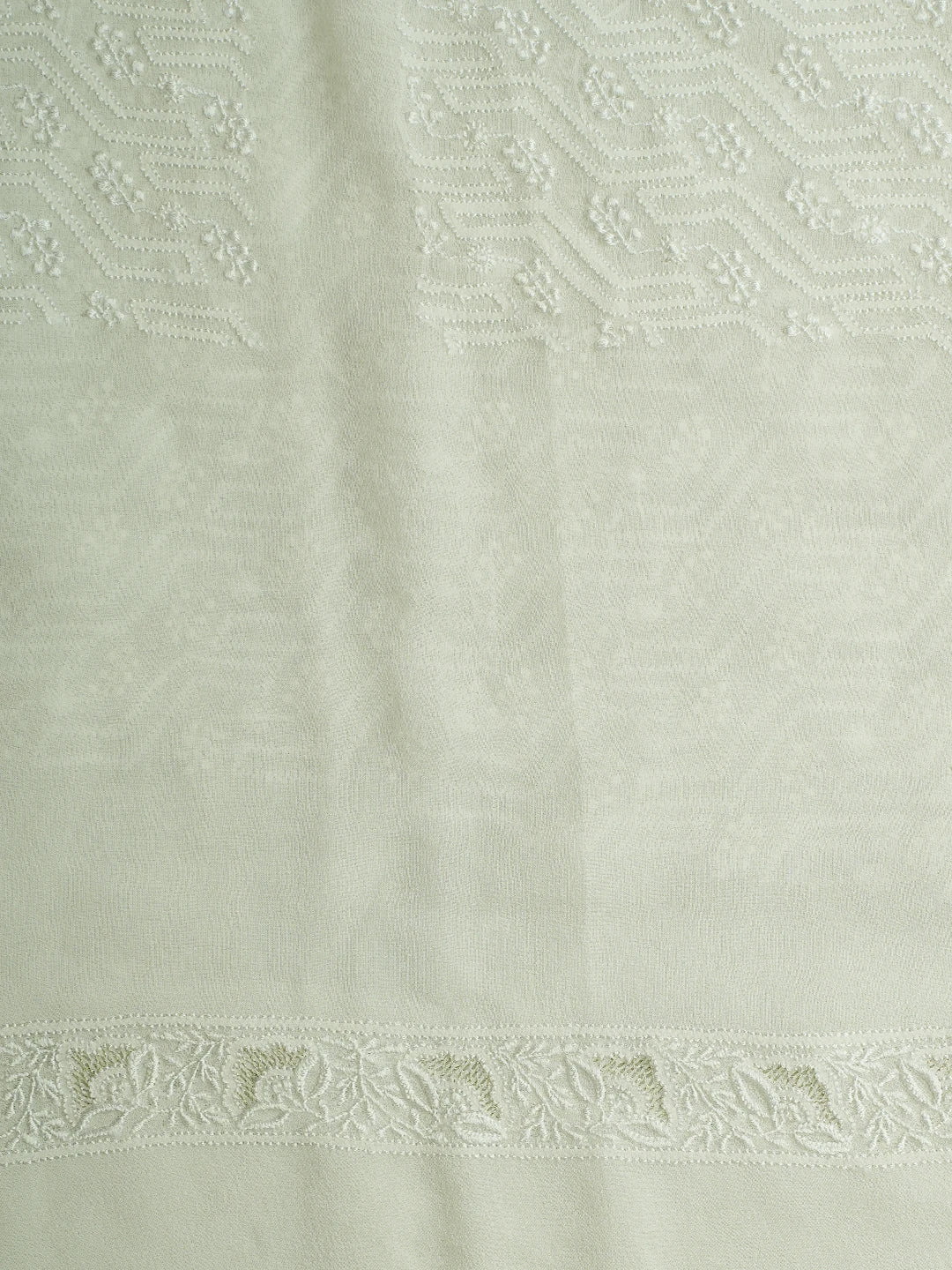 Ada Hand Embroidered White Pure Georgette Lucknowi Chikankari Unstitched Men's Kurta Piece With Zari Work 01A604611