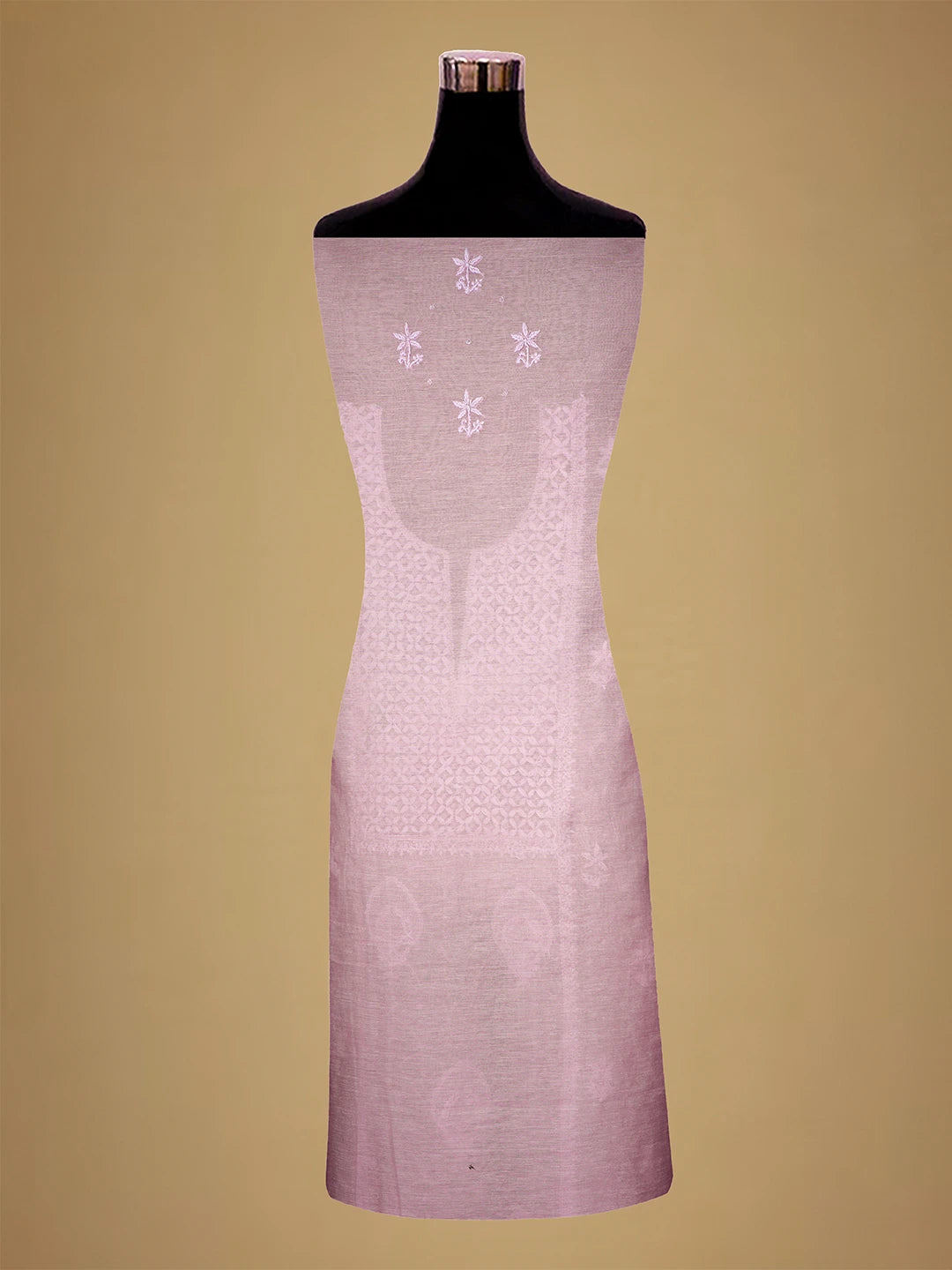 Ada Hand Embroidered Pink Chanderi Lucknowi Chikankari Unstitched Suit Piece With Cutdana Work 01A709325