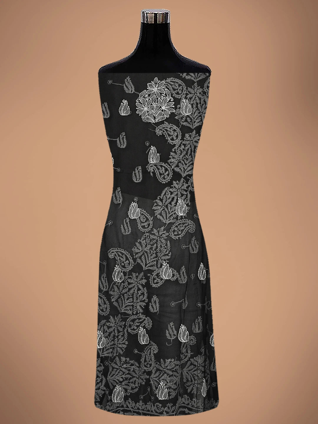 Ada Hand Embroidered Black Georgette Lucknowi Chikankari Unstitched Kurta Piece 01A678667