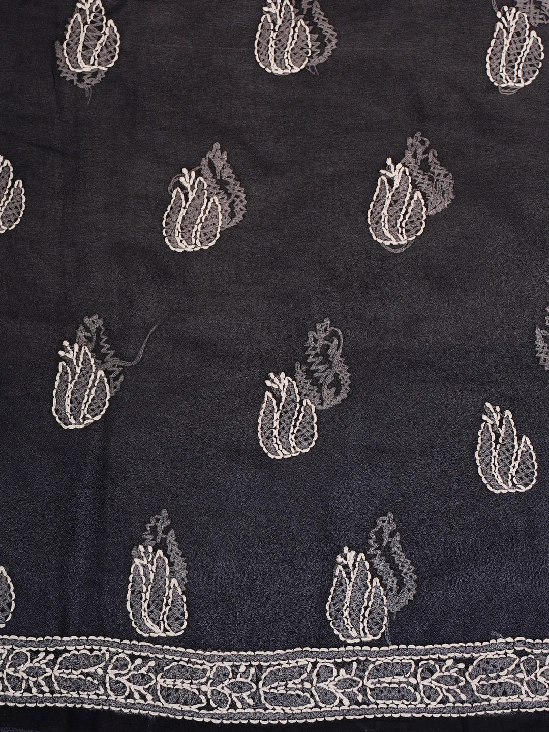 Ada Hand Embroidered Black Georgette Lucknowi Chikankari Unstitched Kurta Piece 01A678667