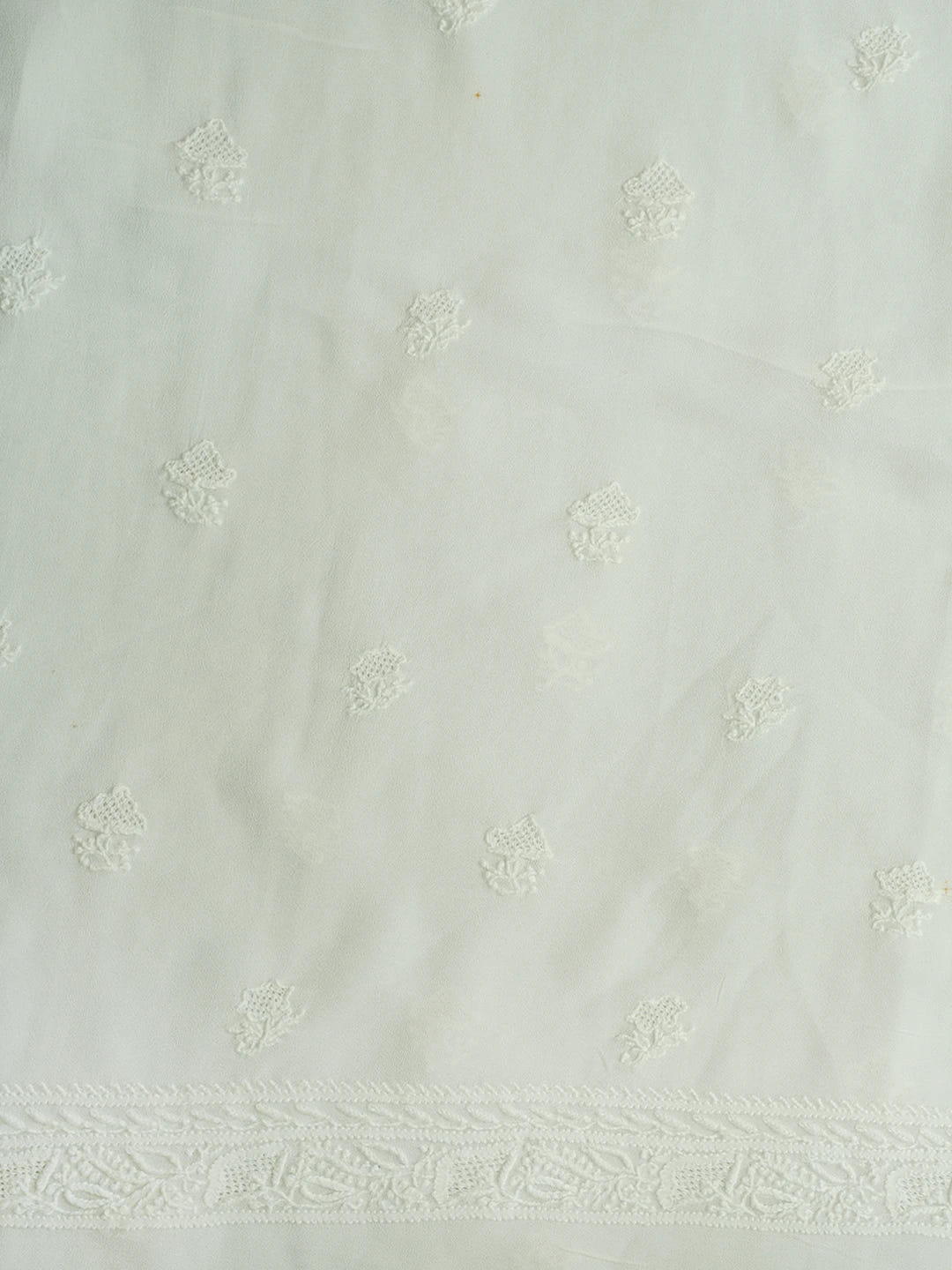 Ada Hand Embroidered White Pure Georgette Lucknowi Chikankari Unstitched Men's Kurta Piece 01A533916