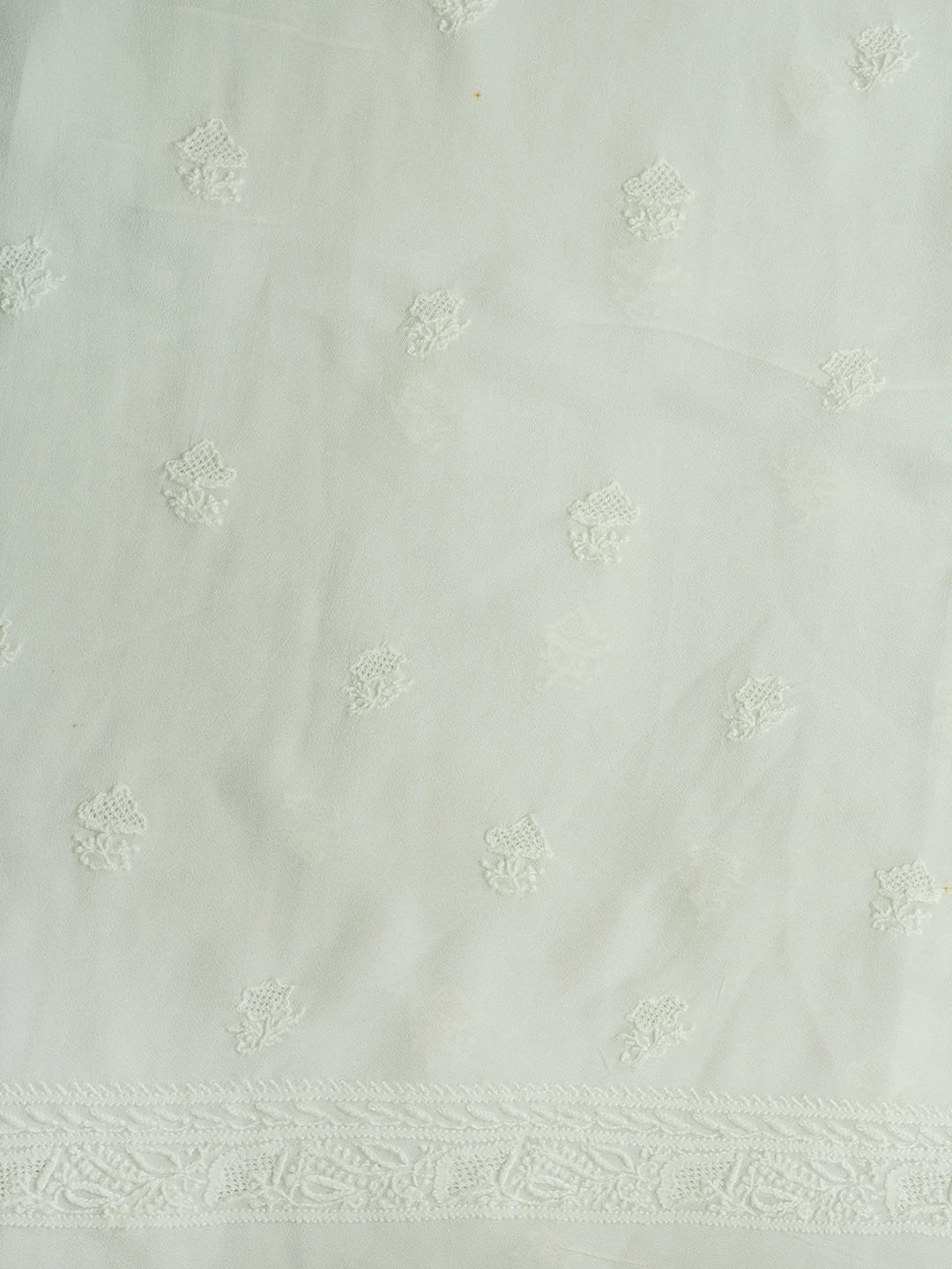 Ada Hand Embroidered White Pure Georgette Lucknowi Chikankari Unstitched Men's Kurta Piece 01A533916
