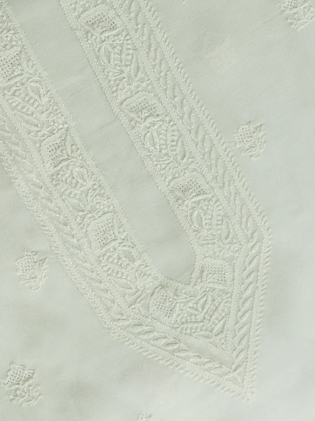 Ada Hand Embroidered White Pure Georgette Lucknowi Chikankari Unstitched Men's Kurta Piece 01A533916